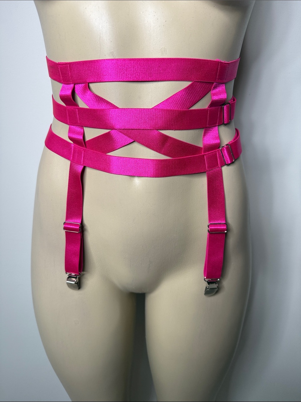 Hot Pink Strappy Garter Belt